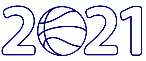 Illustration 2021 Basketball Ball Letterin — Stock Vector