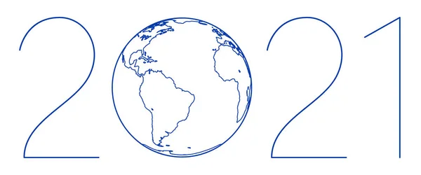 Ilustrace Obrysu Zeměkoule Roku2021 Prvky Tohoto Snímku Poskytla Nasa — Stockový vektor