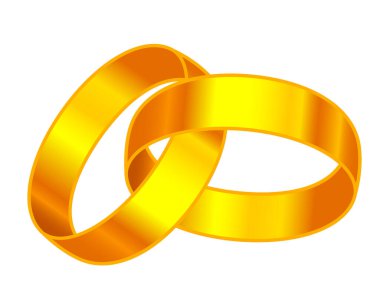 Birbirine bağlı iki altın yüzük.