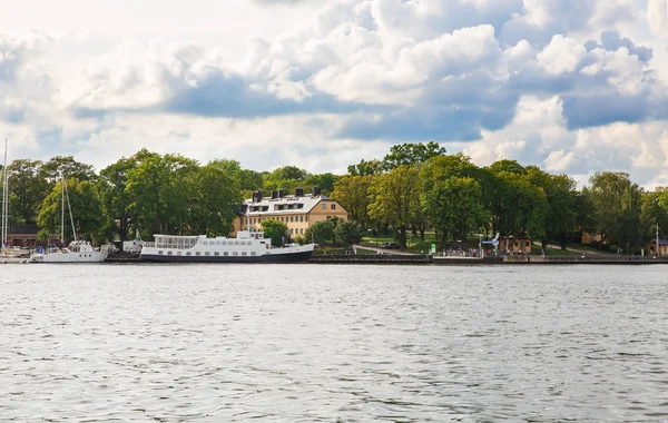 Stockholm Stad Met Boten Uitzicht Vanaf Zee — Stockfoto