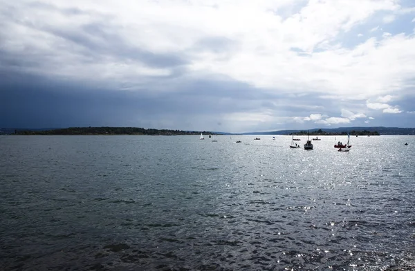 Côtes Oslo Avec Bateaux Collines Forêt — Photo