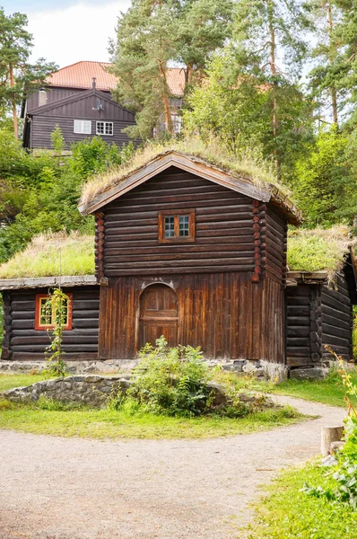 Традиционные Старые Деревянные Дома Осло Норвегия — стоковое фото