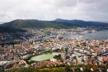 Bergen City Norveç'te Üstten Görünüm.