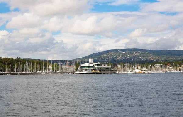 Costa Oslo Con Barcos Puertos Edificios — Foto de Stock