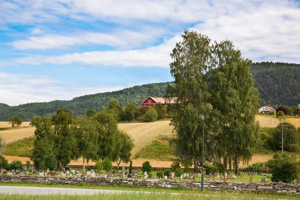 Heddal Νορβηγία Αύγουστος 2014 Παλιό Κοιμητήριο Στο Νορβηγικό Χωριό Κοντά — Φωτογραφία Αρχείου