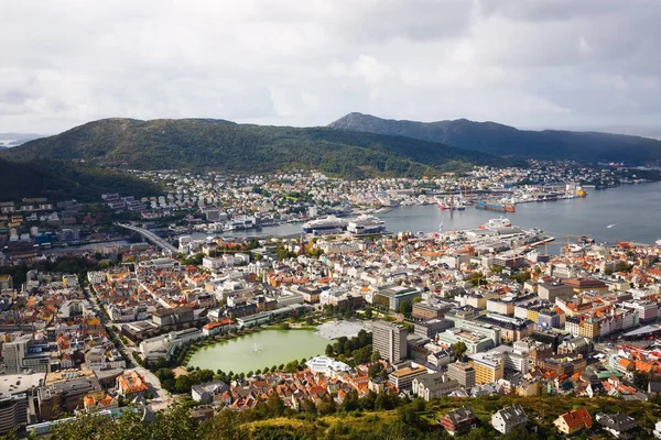 Bergen City Norveç'te Üstten Görünüm.