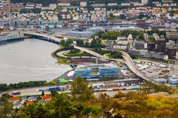 Ovanifrån Bergen City Norge — Stockfoto