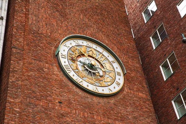 Clock Wall City Hall Oslo Norway — Stock Photo, Image