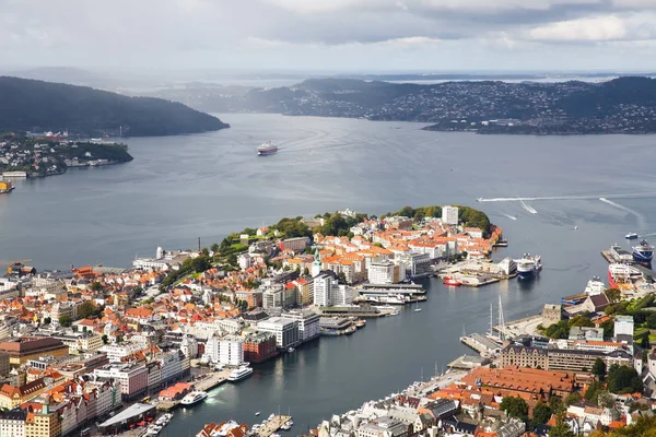 Vista Superior Cidade Bergen Noruega — Fotografia de Stock