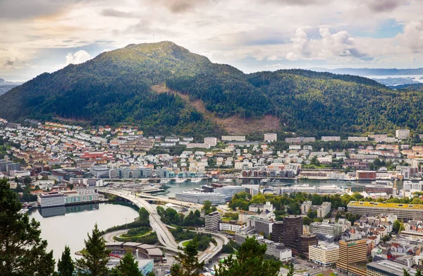 Ovanifrån Bergen City Norge — Stockfoto