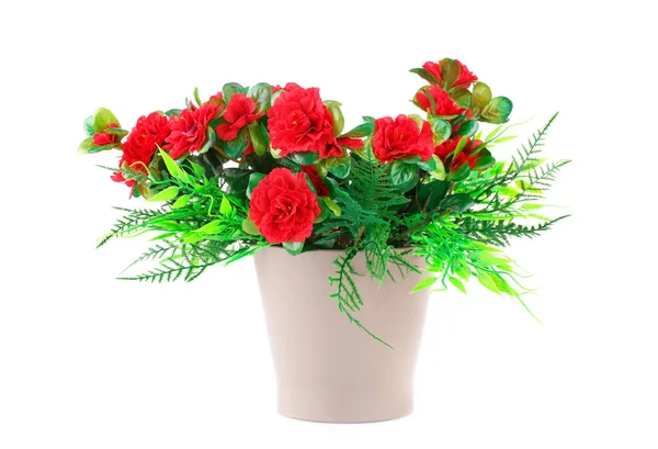 Квіти Червоної Тканини Вазі Ізольовані Білому Тлі — стокове фото