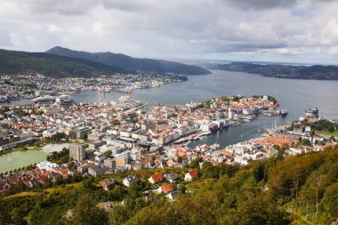 Bergen City Norveç'te Üstten Görünüm.