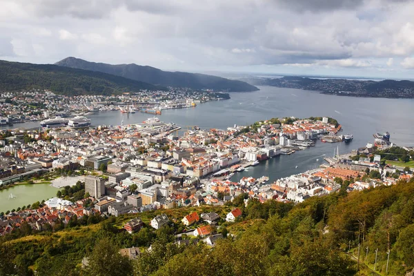 Vista Superior Cidade Bergen Noruega — Fotografia de Stock