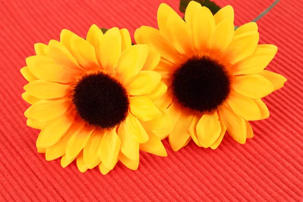 Flores Tela Amarilla Sobre Fondo Tela Imagen Primer Plano —  Fotos de Stock