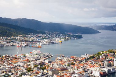 Bergen City Norveç'te Üstten Görünüm.