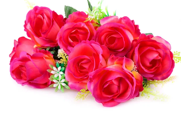 Pink Fabric Roses White Background — Stock Photo, Image