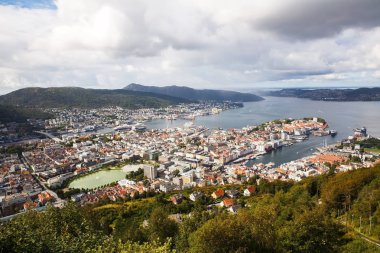 Bergen City Norveç'te Üstten Görünüm.