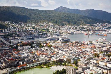 Bergen City Norveç'te Üstten Görünüm.
