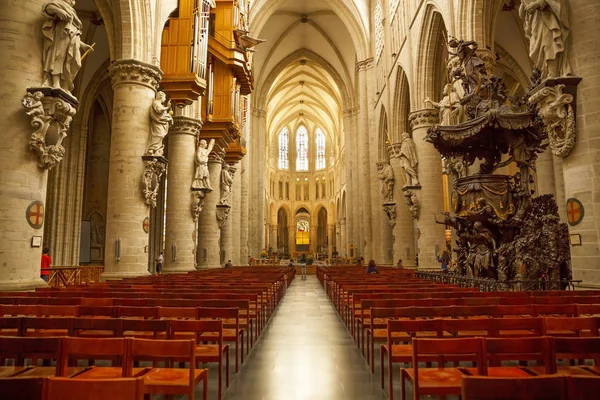 Bruxelas Bélgica Agosto 2015 Interior Catedral São Miguel São Gudula — Fotografia de Stock