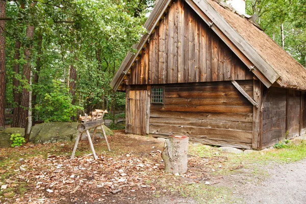 Traditionele Oude Houten Huis Skansen Eerste Openlucht Museum Zoo Gelegen — Stockfoto