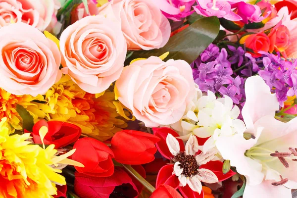 Πολύχρωμο Ύφασμα Λουλούδια Closeup Εικόνα — Φωτογραφία Αρχείου