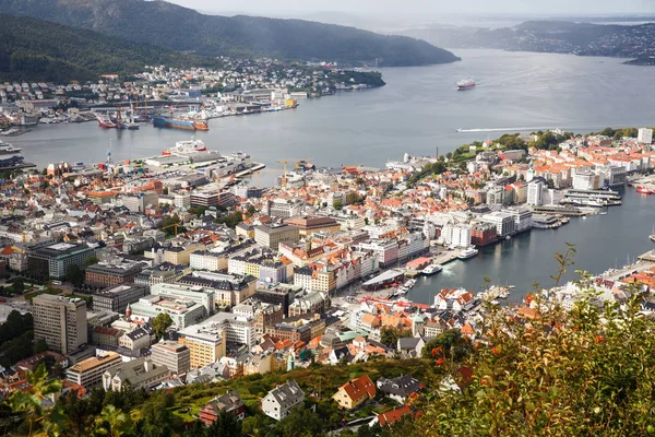 Bergen City Norveç Üstten Görünüm — Stok fotoğraf