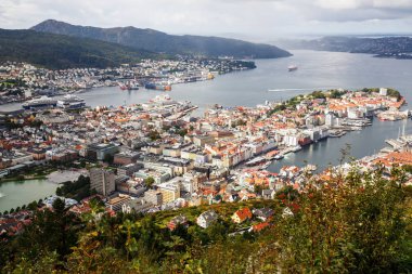Bergen City Norveç'te Üstten Görünüm.