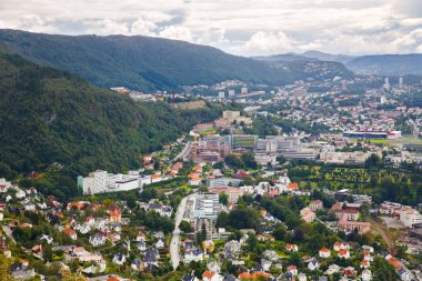 Bergen City Norveç'te Üstten Görünüm.