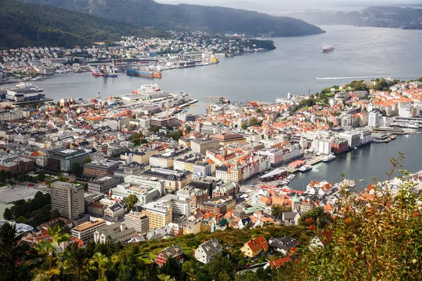 Ovanifrån Bergen City Norge — Stockfoto