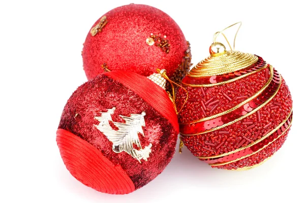 Рождественские Красные Шарики Белом Фоне — стоковое фото