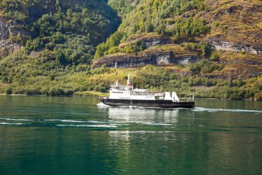 Flam, Norveç-Ağustos 16, 2014 - Cruis gemi Naeroyfjord yolcu ile.