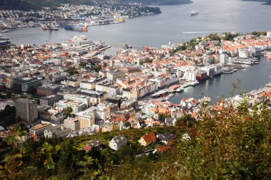 Bergen City Norveç'te Üstten Görünüm.