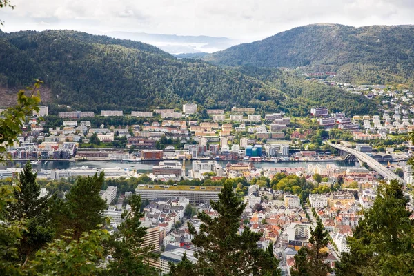 Bergen City Norveç'te Üstten Görünüm.