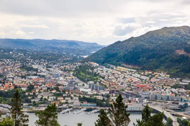 Bergen City Norveç'te Üstten Görünüm.