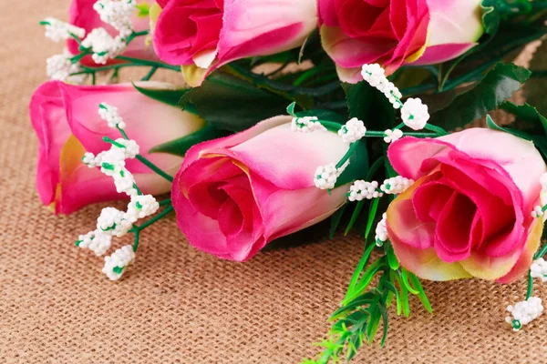Růže Růžové Látky Plátno Detailní Obrázek — Stock fotografie