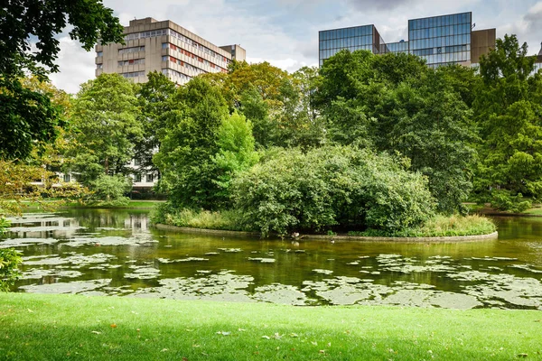 Leopold Parken Med Damm Träd Och Byggnader Bryssel Belgien — Stockfoto