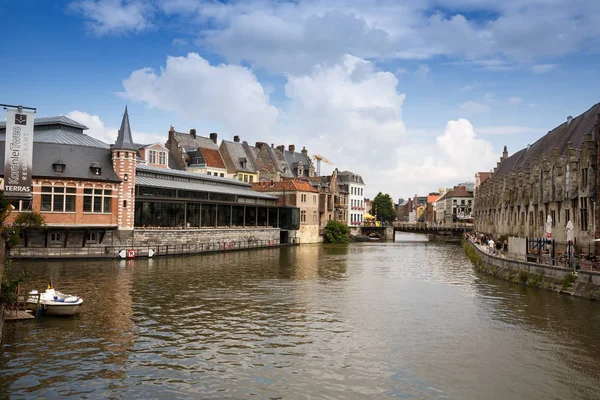 Gante Bélgica Agosto 2015 Antiguas Casas Tradicionales Colores Largo Del —  Fotos de Stock