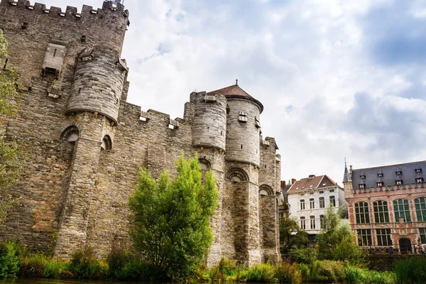 Château Médiéval Gravensteen Château Des Comtes Dans Centre Historique Ville — Photo