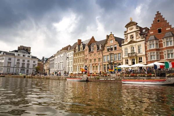 Gand Belgique Août 2015 Anciennes Maisons Traditionnelles Colorées Korenlei Long — Photo