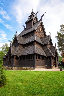 Oslo, Norveç-Ağustos 13, 2014 - Norwegian Folk Museum Gol çıta kiliseden.
