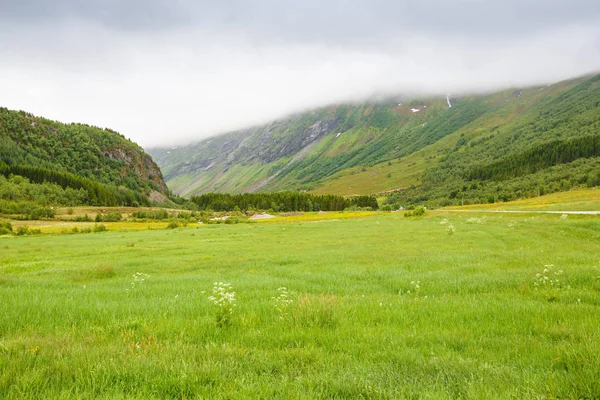 Paisagem Com Montanhas Prados Noruega — Fotografia de Stock