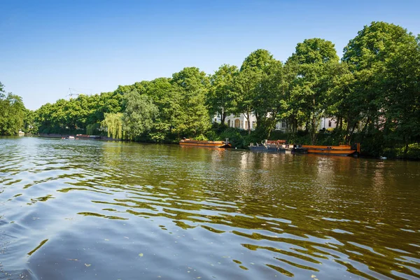 Amburgo Vista Sulla Città Dal Lago Alster Gamburg — Foto Stock