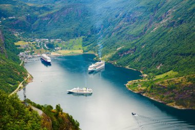 Geiranger, Norveç, dünyanın en güzel fiyort. UNESCO Dünya Miras Listesi.