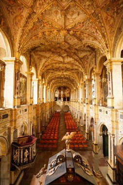 Hillerod, Danimarka-Ağustos 20, 2017 - Rönesans Frederiksborg Kalesi (Frederiksborg yuvası, XVII yy) kilise iç.