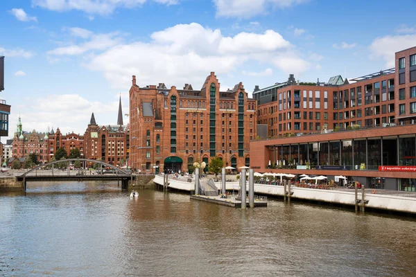 Hamburg Deutschland August 2016 Elbe Fluss Brücke Und Gebäude Der — Stockfoto