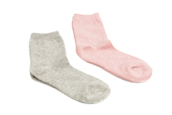 Dva Páry Ponožek Izolované Bílém Pozadí — Stock fotografie