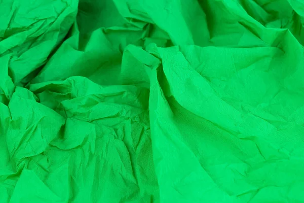 Textura Papel Crepe Verde Amassado Como Fundo — Fotografia de Stock