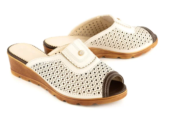 Par Zapatos Cuero Con Estilo Aislado Sobre Fondo Blanco —  Fotos de Stock