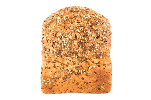 Целый Булочка Хлеба Семенами Изолированы Белом Фоне — стоковое фото