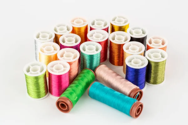 Colorful Silk Cotton Thread Reels Close Picture — Stock Photo, Image